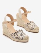 vices Sandale Bej Espadrile cu Pană împletite decorate cu Broderie Sesirea