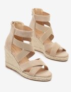 vices Sandale Bej închis cu toc pană împletit în stil Boho Telomaris