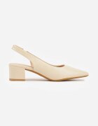 vices Sandale Bej Slingback cu toc bloc decorate cu perforații Telanisia