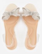 vices Sandale Bej Transparente cu toc stiletto cu fundă din zirconiu Finhira