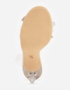 vices Sandale Bej Transparente cu toc stiletto cu fundă din zirconiu Finhira
