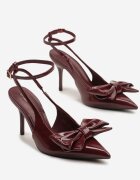 vices Sandale Bordeaux cu toc din piele lăcuită cu fundă decorativă Florozia