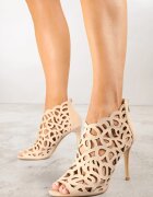 vices Sandale Botine Bej Ajourate cu toc Stiletto Nativria