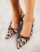 vices Sandale cu imprimeu leopard cu vârf ascuțit și legătură decorativă Silozi