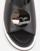 vices Sandale cu platformă perforații decorative și aplicație rotundă Vessa Negre