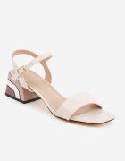 vices Sandale cu toc gros model geometric Erale Bej