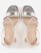 vices Sandale cu toc stiletto tip clepsidră decorate cu zirconii pe barete Lissie Argintii