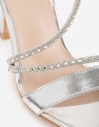 vices Sandale cu toc stiletto tip clepsidră decorate cu zirconii pe barete Lissie Argintii