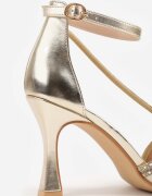 vices Sandale cu toc stiletto tip clepsidră decorate cu zirconii pe barete Lissie Aurii