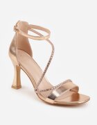 vices Sandale cu toc stiletto tip clepsidră decorate cu zirconii pe barete Lissie Culoarea șampaniei