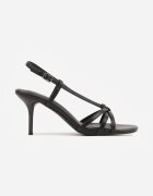vices Sandale cu toc subțire cu barete decorative și nod Midagio Negre