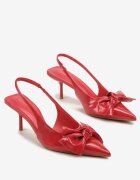 vices Sandale Czerwone Lăcuite cu Toc Stiletto fără Călcâi cu Fundă Niliswena