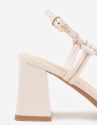 vices Sandale elegante pe toc gros cu barete împletite Nelope Bej