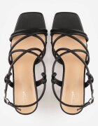 vices Sandale elegante pe toc gros cu barete împletite Nelope Negre