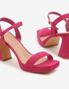 vices Sandale Fuchsia cu Toc Conic cu Vârf Pătrat Felemela