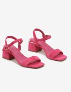 vices Sandale Fucsia cu Branț din Imitație de Piele cu Toc Gros închise la Gleznă Kaloella