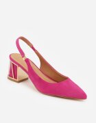 vices Sandale Fucsia cu Toc cu Branț din Piele și cu Model Metalic Sesenora