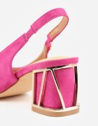 vices Sandale Fucsia cu Toc cu Branț din Piele și cu Model Metalic Sesenora
