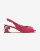 vices Sandale Fucsia pe Toc cu Zirconii cu Brant din Piele Lisavellia