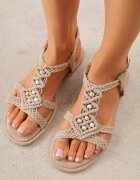 vices Sandale Împletite Bej cu Mărgele în Stil Boho Shakeia