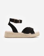 vices Sandale Împletite Negre Boho cu Bretele Încrucișate Aqiaria