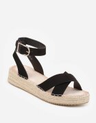 vices Sandale Împletite Negre Boho cu Bretele Încrucișate Aqiaria