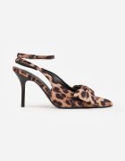 vices Sandale Leopard cu Toc cu Fundă Decorativă Florozia