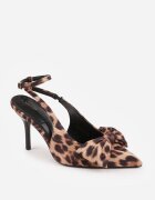 vices Sandale Leopard cu Toc cu Fundă Decorativă Florozia