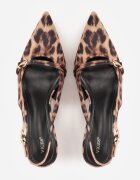 vices Sandale leopard cu toc pisicuță cu baretă decorativă la vârf Norozi
