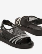 vices Sandale Negre cu plasă și zirconii Teloniela