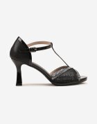 vices Sandale negre cu toc clepsidră decorate cu Zirconii Folmilia