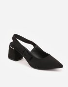 vices Sandale Negre cu Toc cu Brant din Piele Fără Călcâi Vevazira
