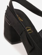 vices Sandale Negre cu Toc cu Brant din Piele Fără Călcâi Vevazira