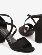 vices Sandale Negre cu toc cu bretele decorative Nitrella