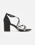 vices Sandale Negre cu toc cu curele de zirconiu Wiorelia