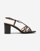 vices Sandale Negre cu Toc cu Curele Decorative Oviarissa