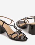 vices Sandale Negre cu Toc cu Curele Decorative Oviarissa