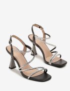 vices Sandale Negre cu Toc Decorate cu zirconii Galestia