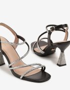 vices Sandale Negre cu Toc Decorate cu zirconii Galestia