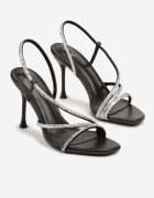 vices Sandale Negre cu Toc Stiletto cu Pietre Adoxe