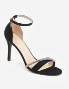 vices Sandale Negre cu toc stiletto cu strasuri Linoriela