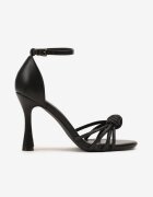 vices Sandale Negre cu toc Stiletto decorate cu strasuri și un nod Talisena