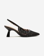vices Sandale Negre cu toc tip rață și broderie pe căptușeală Telisia