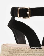 vices Sandale Negre din Imitație de piele întoarsă pe pană joasă din împletitură Miralyn