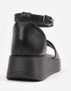 vices Sandale Negre din Piele ecologică cu Talpă groasă cu Bareta la gleznă Optia