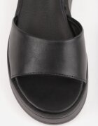 vices Sandale Negre din Piele ecologică cu Talpă groasă cu Bareta la gleznă Optia