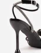 vices Sandale Negre Lăcuite cu Toc Stiletto cu Barete Subțiri cu Bijuterii Thalanila