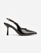 vices Sandale Negre Lăcuite pe Toc Stiletto fără Călcâi Tillanea