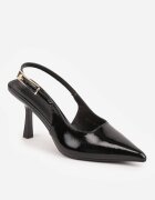 vices Sandale Negre Lăcuite pe Toc Stiletto fără Călcâi Tillanea
