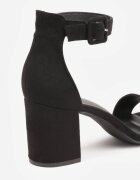 vices Sandale Negre pe Toc Gros cu Închidere în jurul Gleznei cu Vârf Pătrat Nualasa